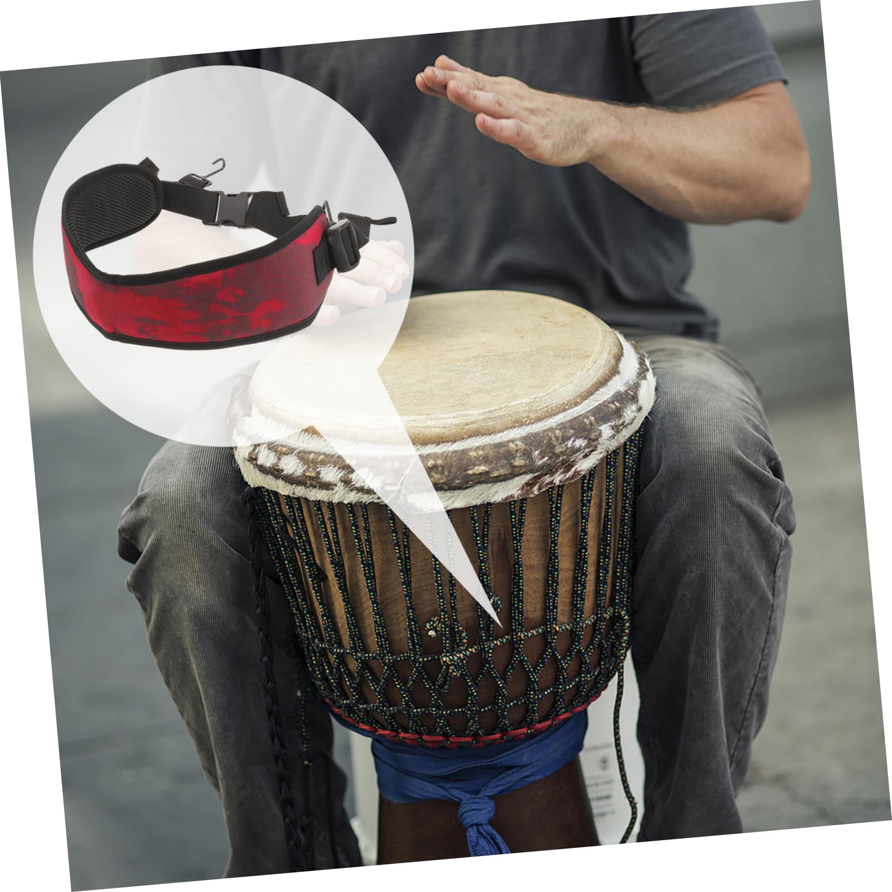 Sangle pour Djembé Réglable, Ceinture de Percussion Crochet Métal | Nylon et Mesh Respirant, Adaptée aux Performances et Défilés, pour Personnes de Plus de 14 Ans