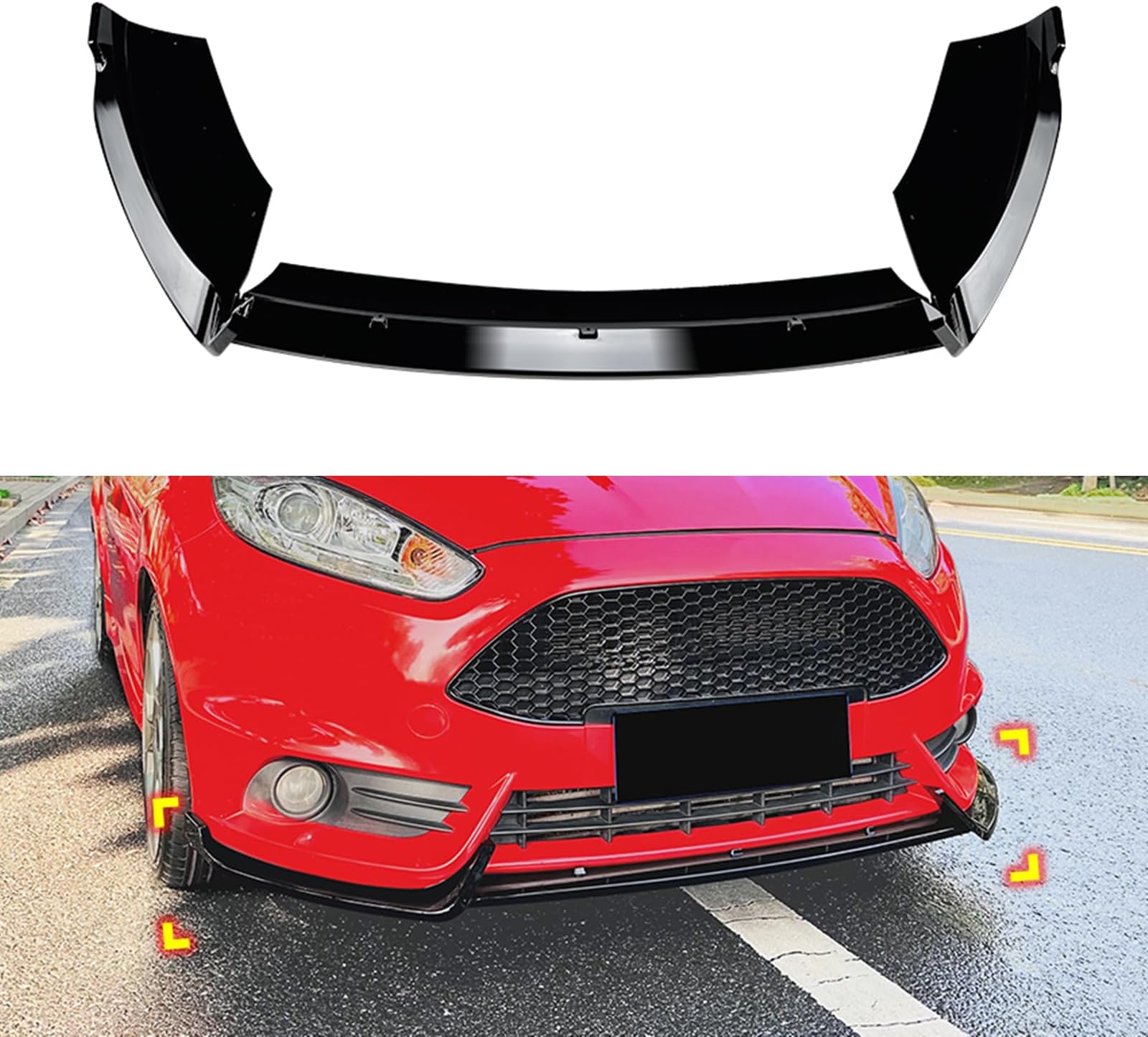 Black Front Bumper Spoiler Splitter Lip Kit for Ford Fiesta ST MK6 2012-2017