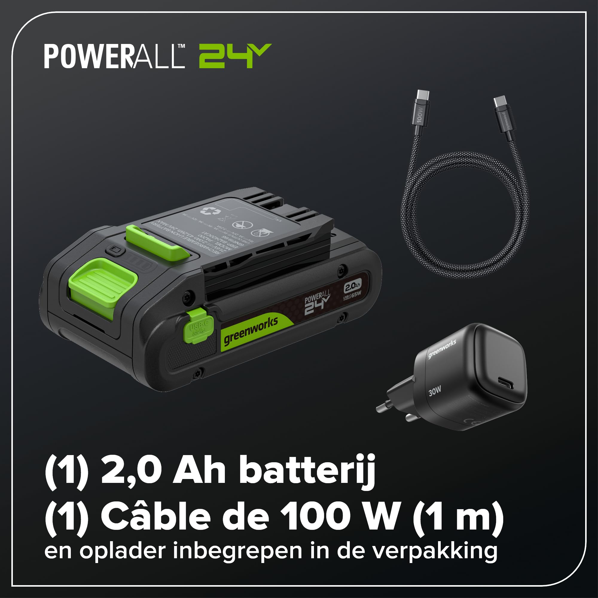Greenworks Ciężarka akumulatorowa 24 V, 20 cm, zasięg 2,68 m, do cięcia drzew, elektryczna piła łańcuchowa z automatycznym olejowaniem, prędkość łańcucha 6,7 m/s, akumulator 2 Ah i ładowarka USB C 30