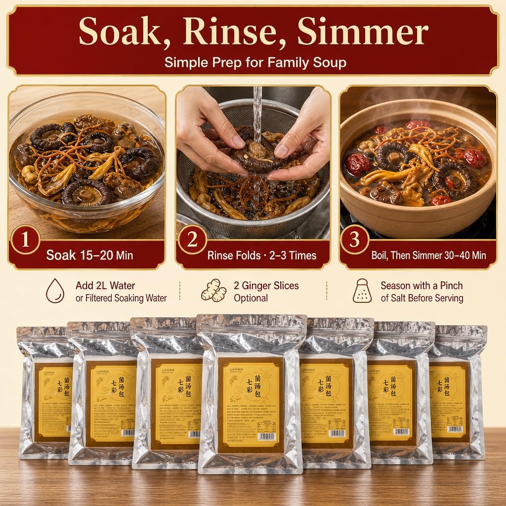 Paquete De 7 Mezclas Variadas Sopa Champiñones Silvestres (100 G Cada Una): Base Conveniente For Cocinar Y Acampar En Familia