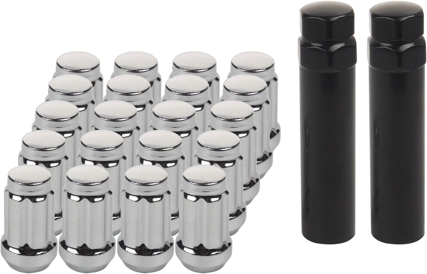 HanAuto Chrome Plating Lug Nuts with 2 Key (12mm x 1.5 Thread Size) - Pack of 20 Wheel Lug Nuts,63512C202