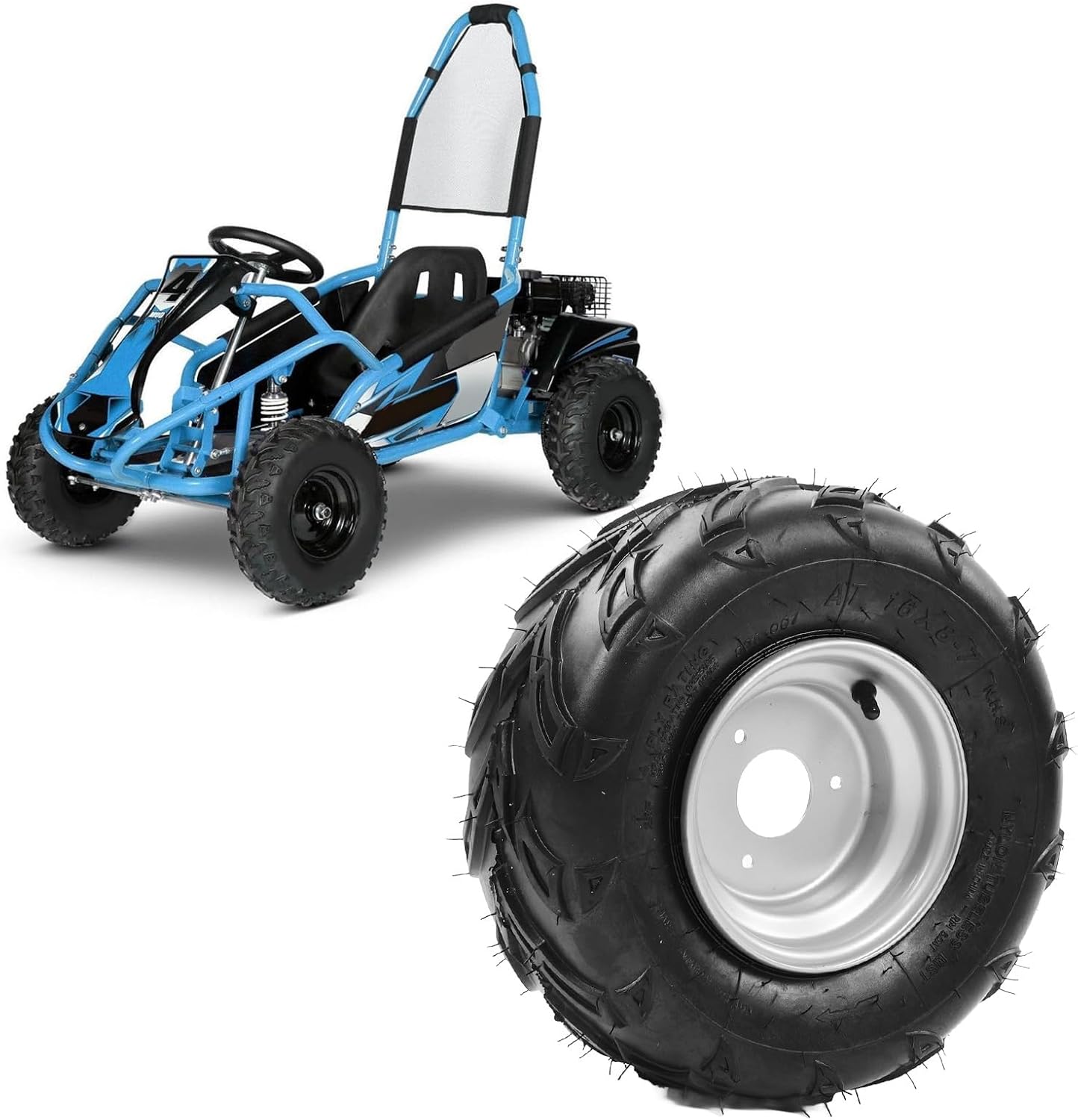 Pilipane 16X8 7 ATV ATV Tires Replacement, Mini Bikes Tires AT16x8 7 Tire 16x8x7 Gone Karts Knobby Tires, Left Right Tubeless Quad UTV All Terrain Gone Kart Tires 4PR