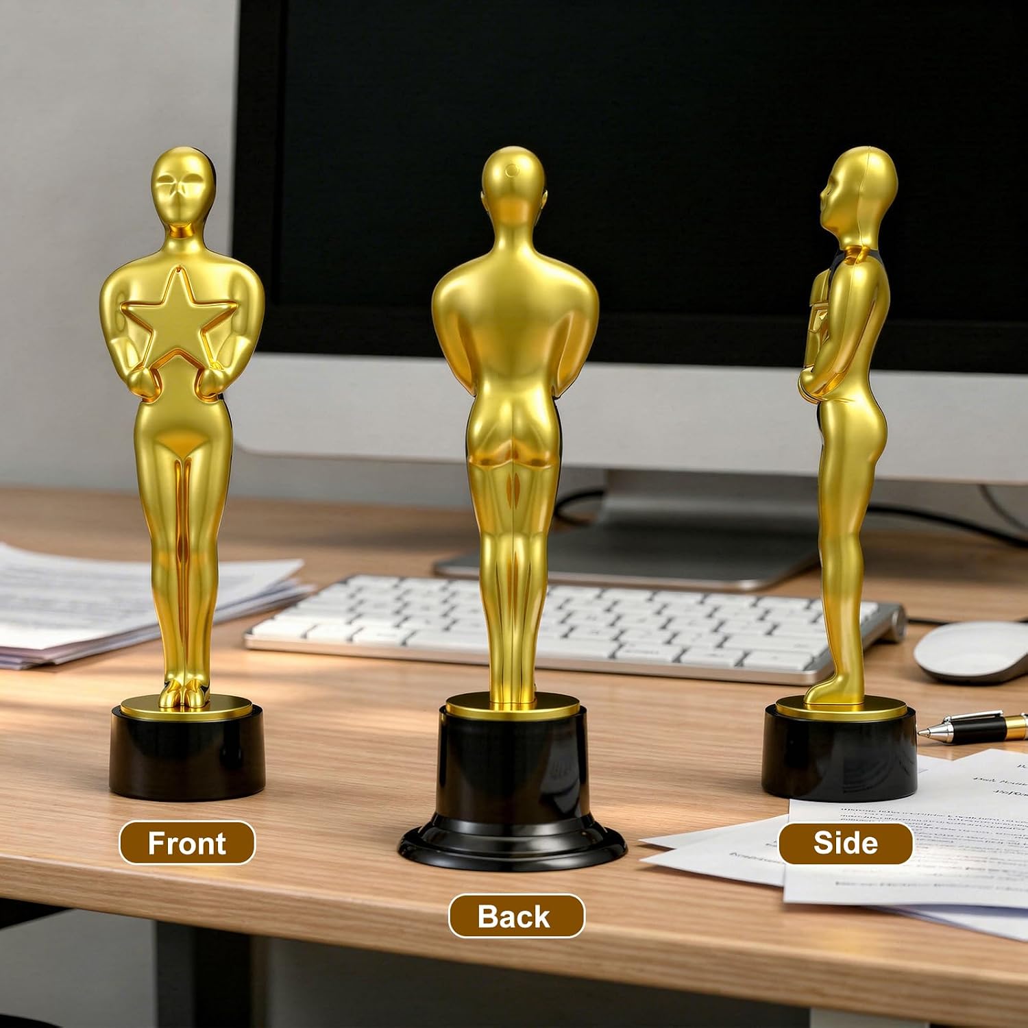 24pcs Plastic Gold Star Award Trophies, 6 Inch Tall Golden Statue Award for Party Decorations Favors, School Awards, Game Prize, Party Prize, Appreciation Gifts, Sports Awards, Competition