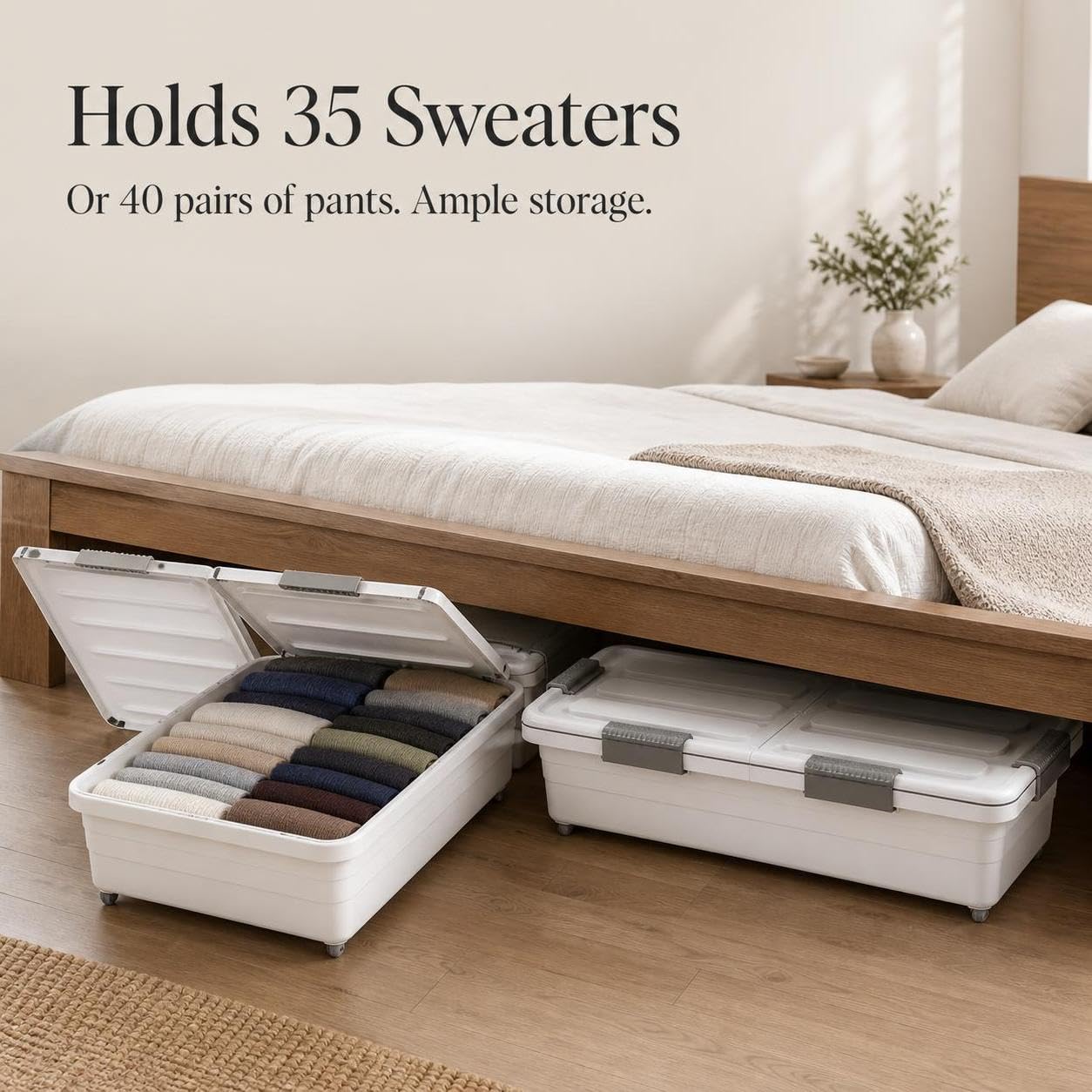 Contenitore Portaoggetti Sottoletto , Bianco elegante 101x51x15cm