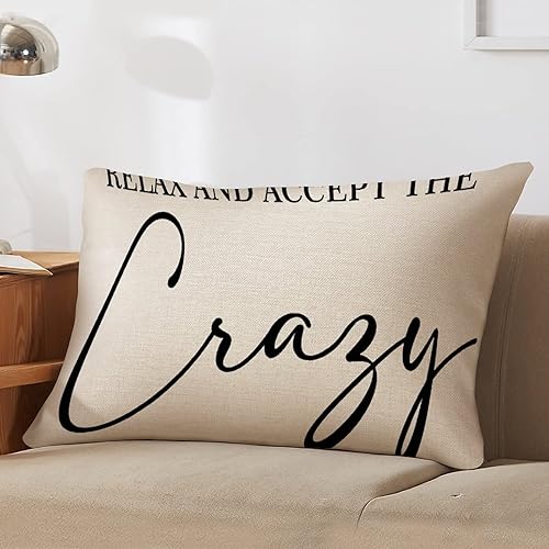 Miniatura 10 de Fundas de almohada lumbar de 12 x 20 pulgadas con citas divertidas de algodón y lino para sofá, sala de estar, decoración de cumpleaños para