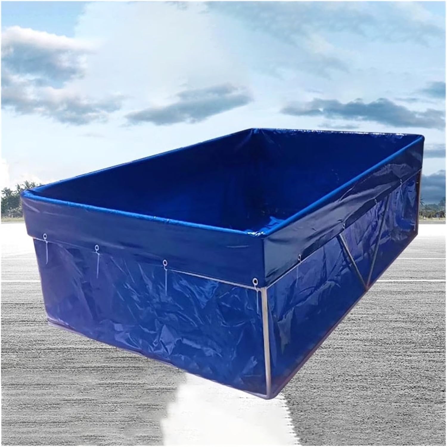 PVC Canvas Aquarium Pool with Drain Valve - 0.5mm Temporary Holding Tank for Koi Fish & Turtles, Saltwater Fish Storage, 0.8x0.8x0.5m, Frame Not Included
