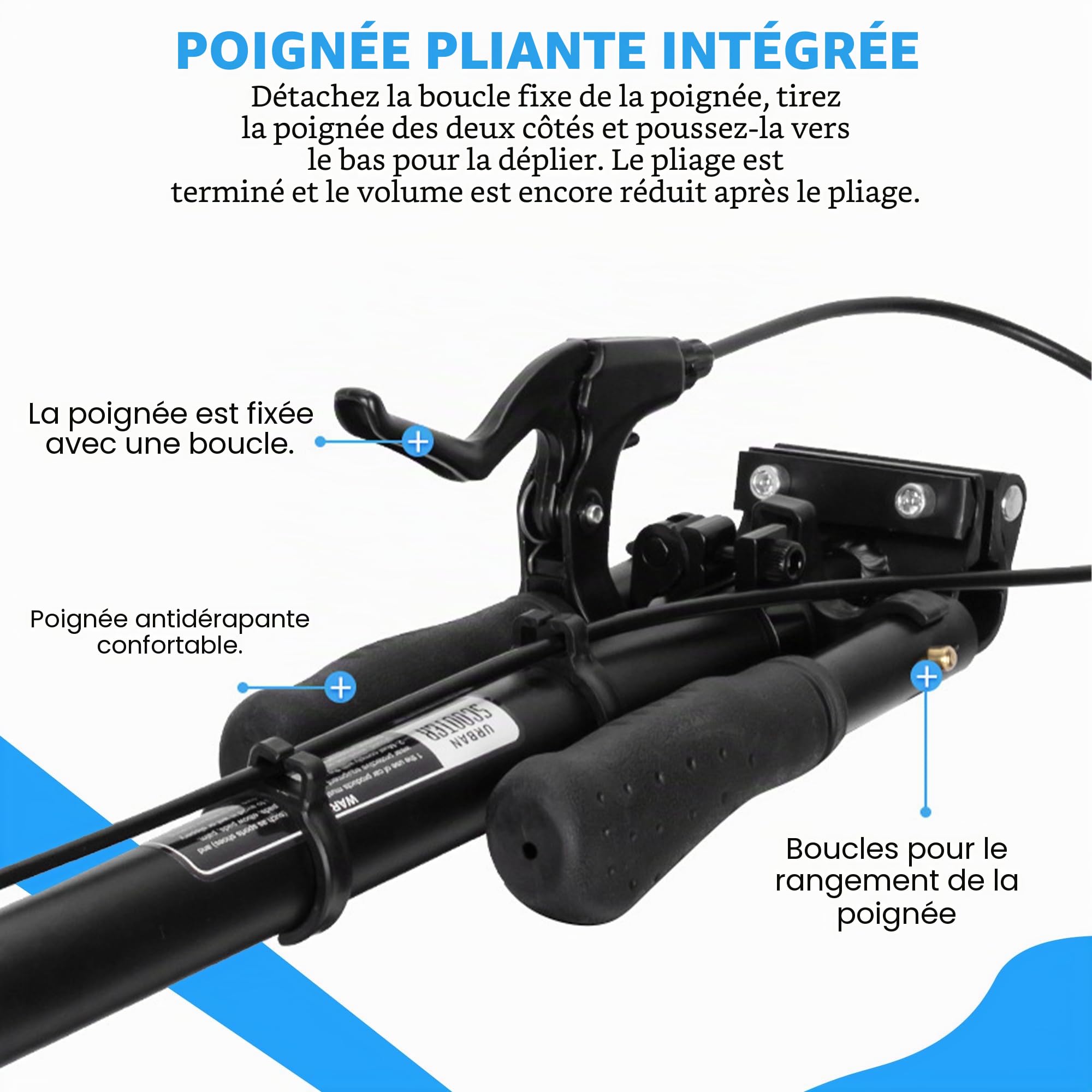 Habib Gruppe Trottinette de ville pour adulte - En aluminium - Pliable - 200 mm - Grandes roues - Double suspension - Hauteur réglable - Frein à main réglable - Charge maximale : 100 kg - À partir de