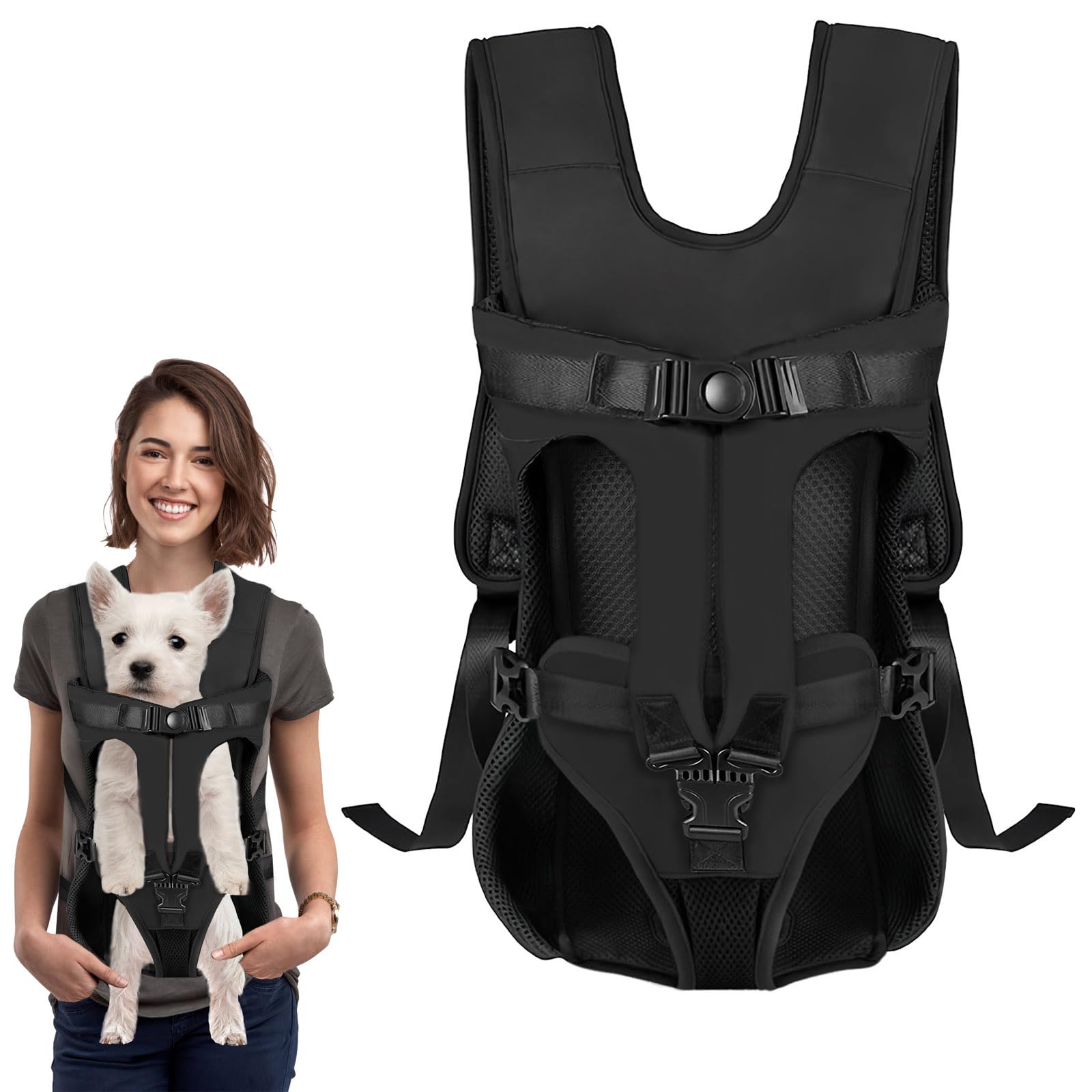 Dog Front Carrier Backpack, Dog Backpack Carrier Soft Pad, Pet Legs Out