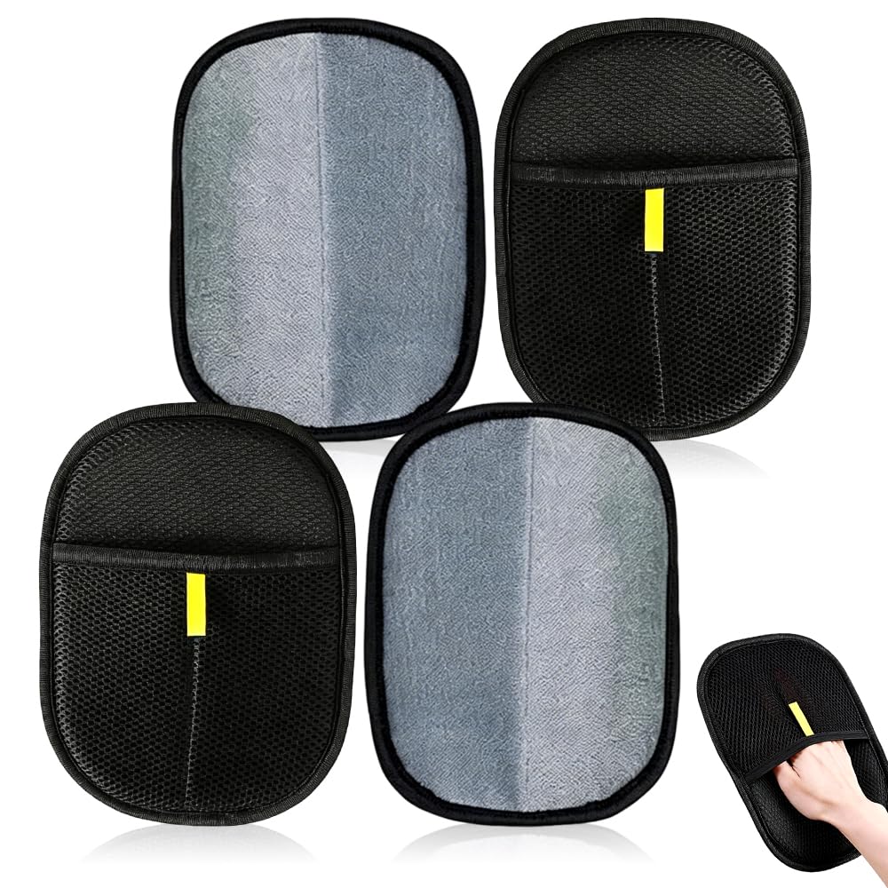 4PCS Pet Hair Remover Glove, Static Pet Hair Removal Glove, Reusable Pets Hairs Remover Gloves, Versatile Grooming Gloves for Grooming Deshedding Washing, Suit for Sofa Carpet Clothes Couch Bed(black)