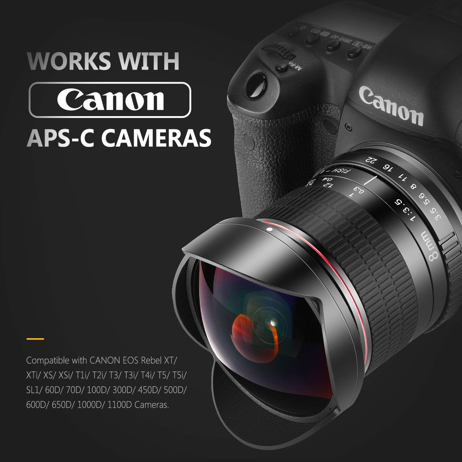 Best Deal 🛒 Neewer 8mm F/3.5 Ultra Wide Angle Manual Focus Rectangle Fisheye Lens for APS-C DSLR Nikon D500 D3200 D3300 D3400 D5200 D5300 D5500 D5600 D7100 D7200 D7500 DSLR Cameras