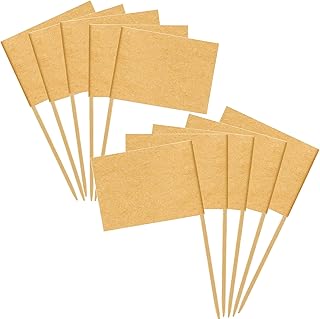 [100 Pack] Blank Toothpick Flags, Cheese Markers for Charcuterie Board Food Label Cupcake Toppers Pick Cocktail Picks for Appetizers, Party Buffet, Cupcake, Food, Fruit, Party Decoration (Kraft)