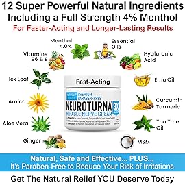 Neuropathy Nerve Relief Cream - Premium Nerve Cream 3X Action for Targeted Relief and Soothing Nerve Comfort - Maximum Strength with 4% Menthol Arnica MSM for Feet Hands Legs Toes & Back - Large 4 Oz