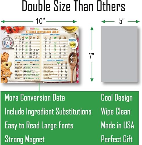 Miniatura 2 de Genial y único diseño de cocina Tabla de conversión de imán 50% más datos Fuentes grandes Fácil de leer Chef Hornear Cookbook Accesorios Cocina