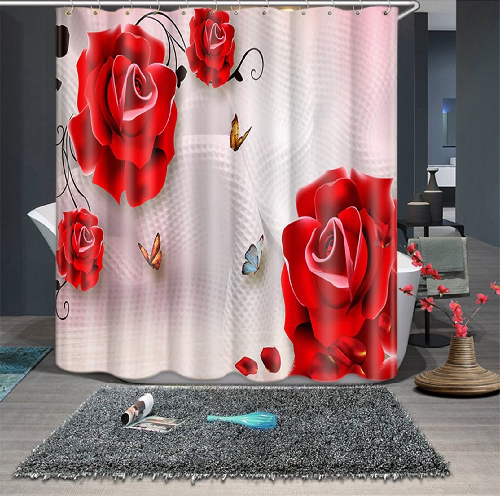 Rideau de douche 120g KnSam avec impression 3D papillon haut de gamme