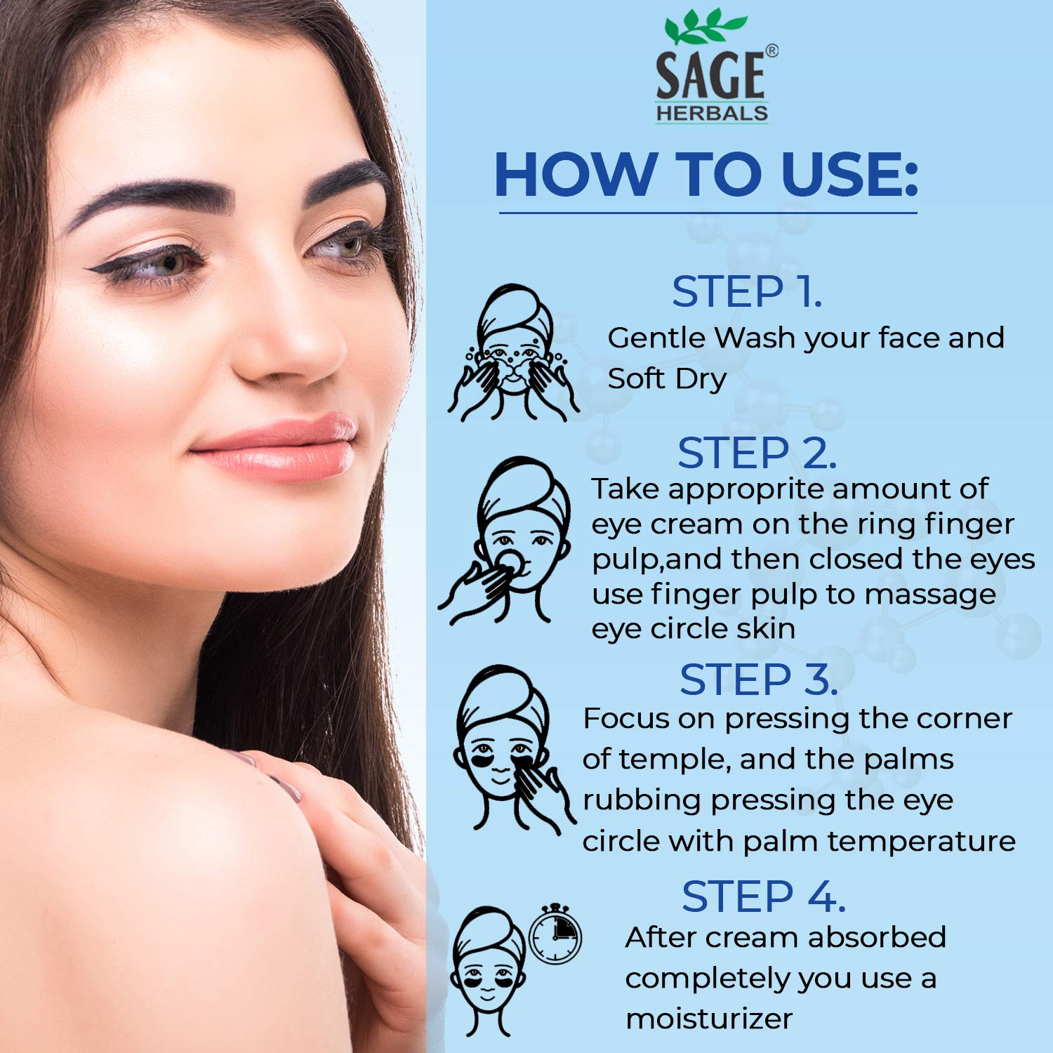 Sage Herbals Under Eye Gel with the Goodness of Cucumber and Mint, For Dark Circles, Puffiness & Wrinkles, Rejuvenates and Brightness Under Eye Skin 50gm 1