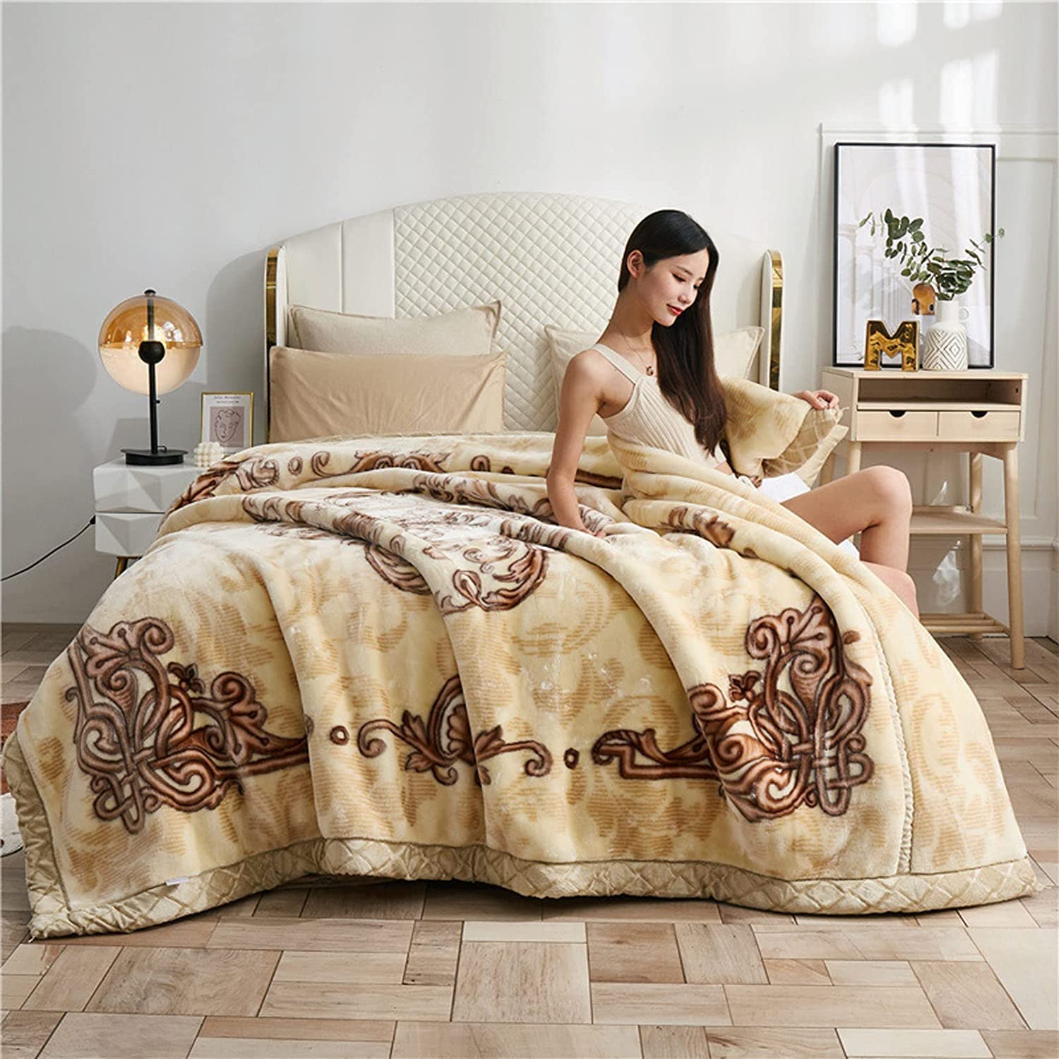 Coperta ponderata per letto king size, in pile di visone, coreano reversibile, pesante 2 kg, comoda coperta per letto matrimoniale per il massimo comfort, soluzione per dormire caldo 150 x 200 cm