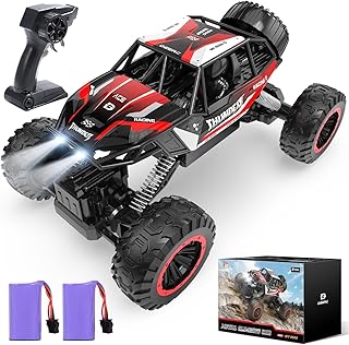 Sponsored You’re seeing this ad based on the product’s relevance to your search query.Learn more about this advertisement DEERC DE85 Remote Controlled Car 4WD, 1:12 RC Car with Replacement Tyres, All Terrain Rock Crawler Monster Truck with 2 Rechargeable Batteries for Children from 6 Years, Red