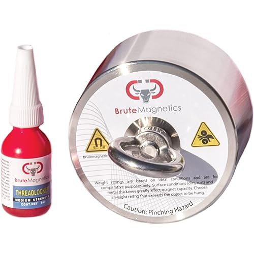 Brute Magnetics 3500lb Boss 360 Magnet Fishing Bundle- Includes 360 Degree Magnet, Threadlocker, & Accessories- Ideal for Salvage and Treasure Hunting in Rivers, Oceans, Lakes