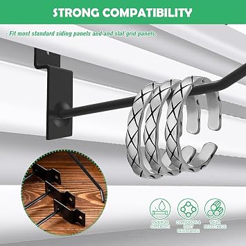 20Pcs 6 and 8 Slatwall Gridwall Hooks Bulk Set, 4mm Thickness Panel Display Slat Wall Hooks, Metal Pegboard Display Hangers for Garage Shop Retail Exhibition Organization (Black)