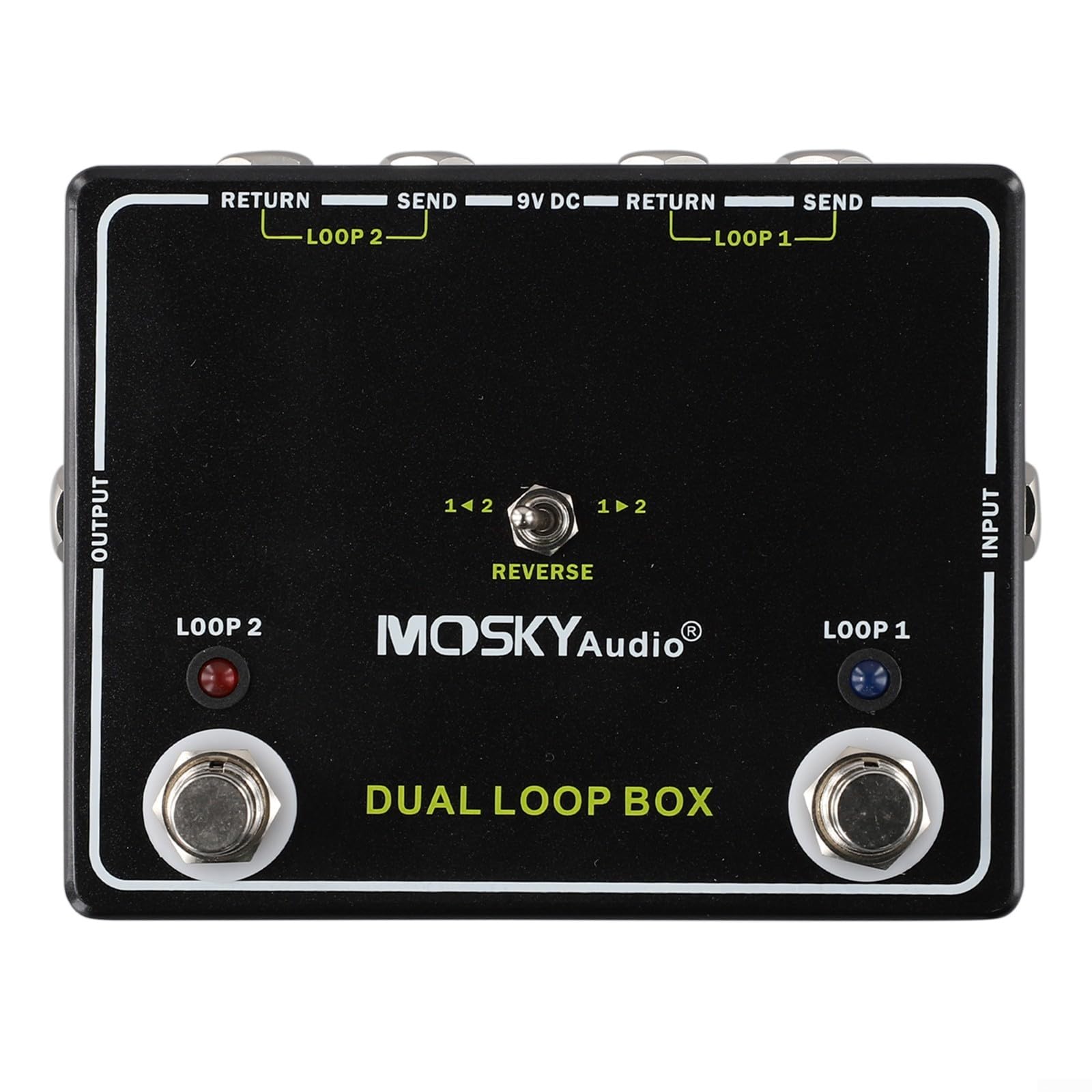 Bass Looper Pedal Dual Loop Station per selezione amplificatore e bypass - Alluminio nero 120x95x34mm