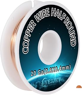 Extra Long 20 Gauge Copper Wire Half Round - 3.0 oz (115 Feet) Conductive Metal Wire for Model Making & Wire Wrapping