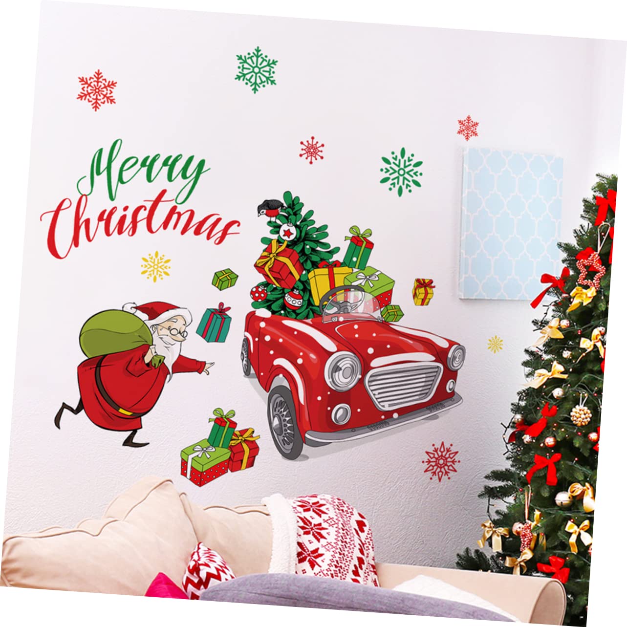 Alipis 5 Ensembles Autocollant mural de Noël decoration hiver décoration hiver fenêtre s'accrocher murale de porte de noël fenêtre de s'accroche décoration murale de Noël PVC