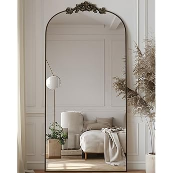 Gold Arched Full-Length Mirror, 36"x78" Arched Floor Mirror with Stand, Wall-Mounted for Bathroom, Dressing Room - Hanging or Leaning - Full Body Mirror for Bedroom