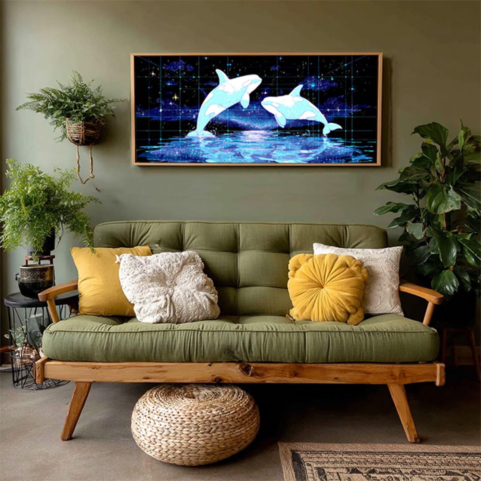 Dipingere con i Numeri Adulti Astratto, Balena Paint by Numbers Kit, Fai Da Te Passatempo per Adulti Kit, Dipingere con i Numeri con Pennelli e Vernice Acrilica, Inverno Decorazioni, 160x70cm 6-5146