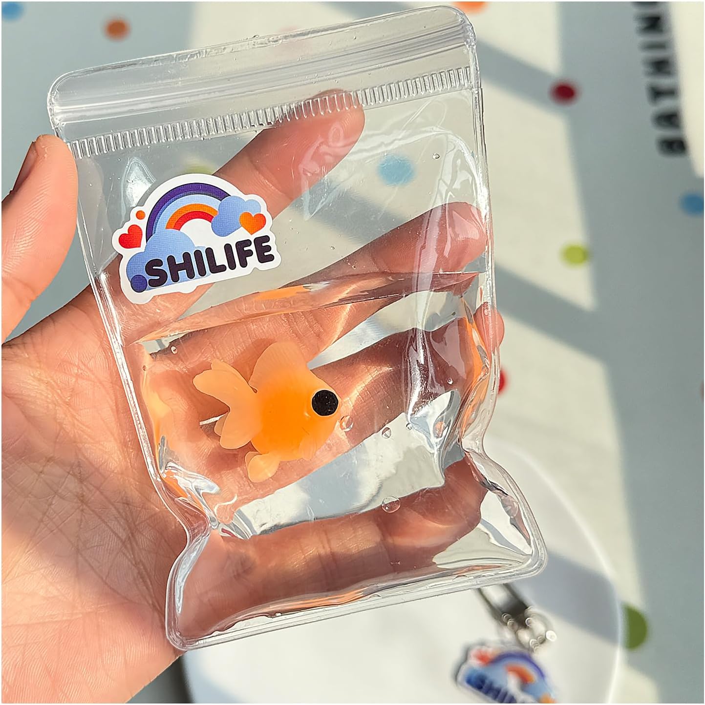 Taba Squishy,Squeeze Toys,Water Sensitive Fluid，Kawaii Squishies PVC Sensory Toys,Stress Relieving,Birthday&Christmas Gifts,Cute Things for scenecore, Sock Filling for Kids Teenage Adults (Fish)