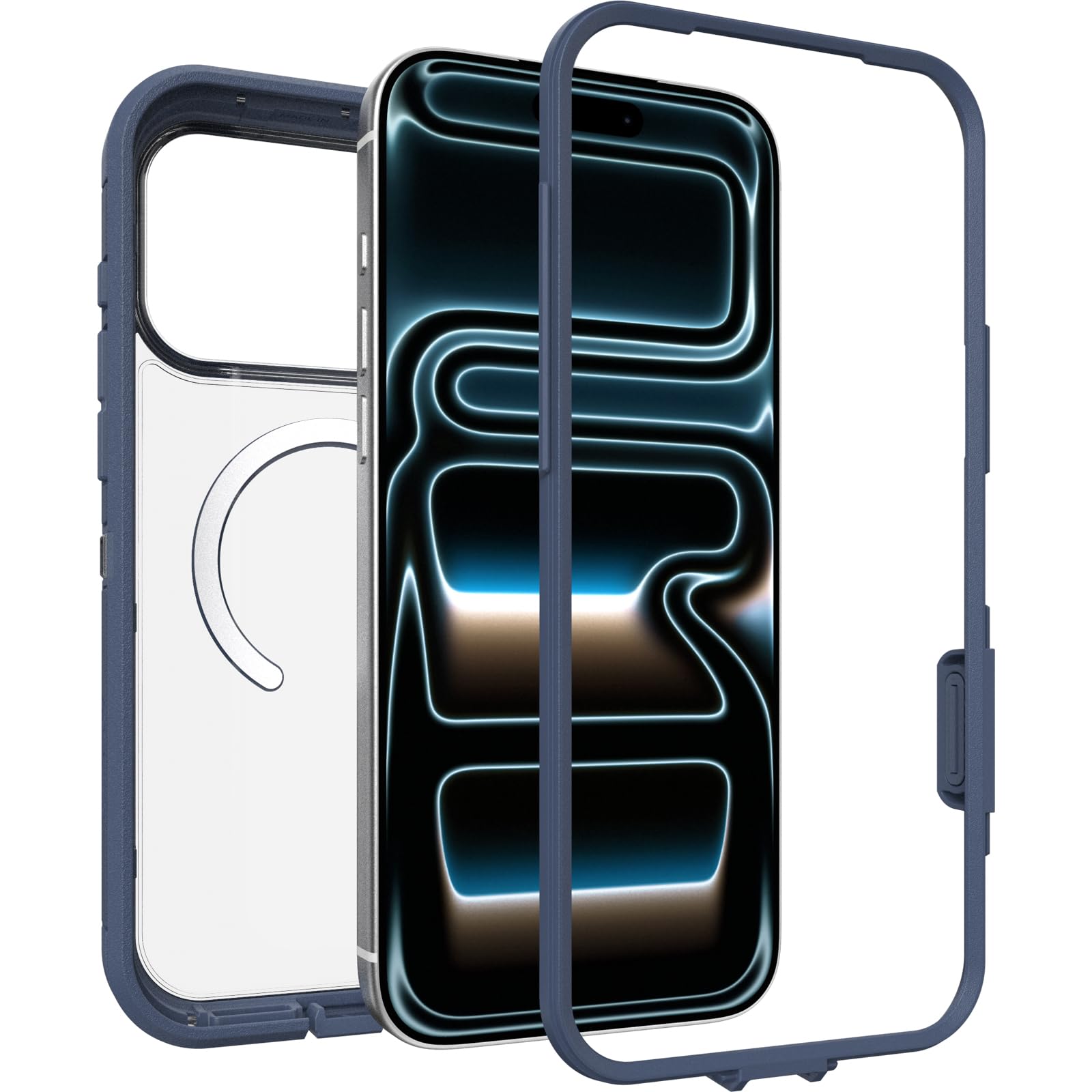 Otterbox Defender Series Pro XT Clear MagSafe Funda para iPhone 17 Pro MAX, Resistente a Golpes y caídas, Ultra-Rugerizada, Testada 7X con estándares Militares anticaídas, Transparente/Azul