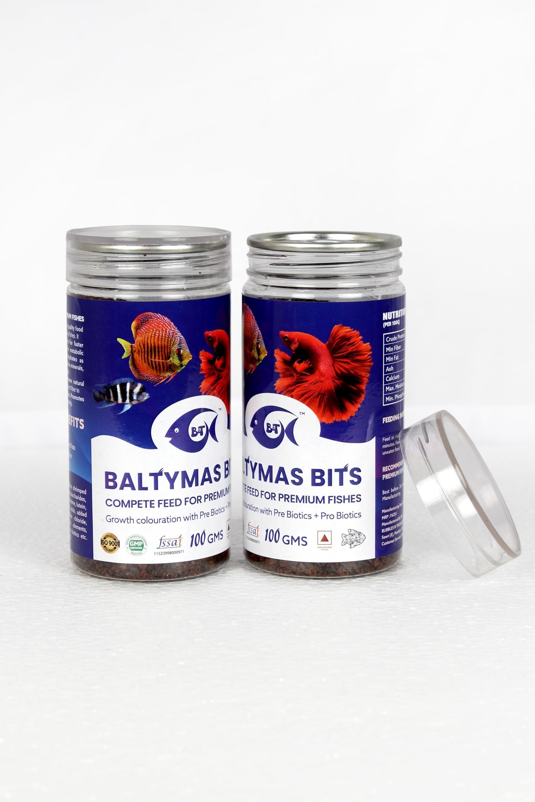 BUBBLES N TROUBLES Baltymas Bits Food for All Carnivorous and omnivorous Fishes (100 GMS) New & Improved, All Life Stages, Pellet 2