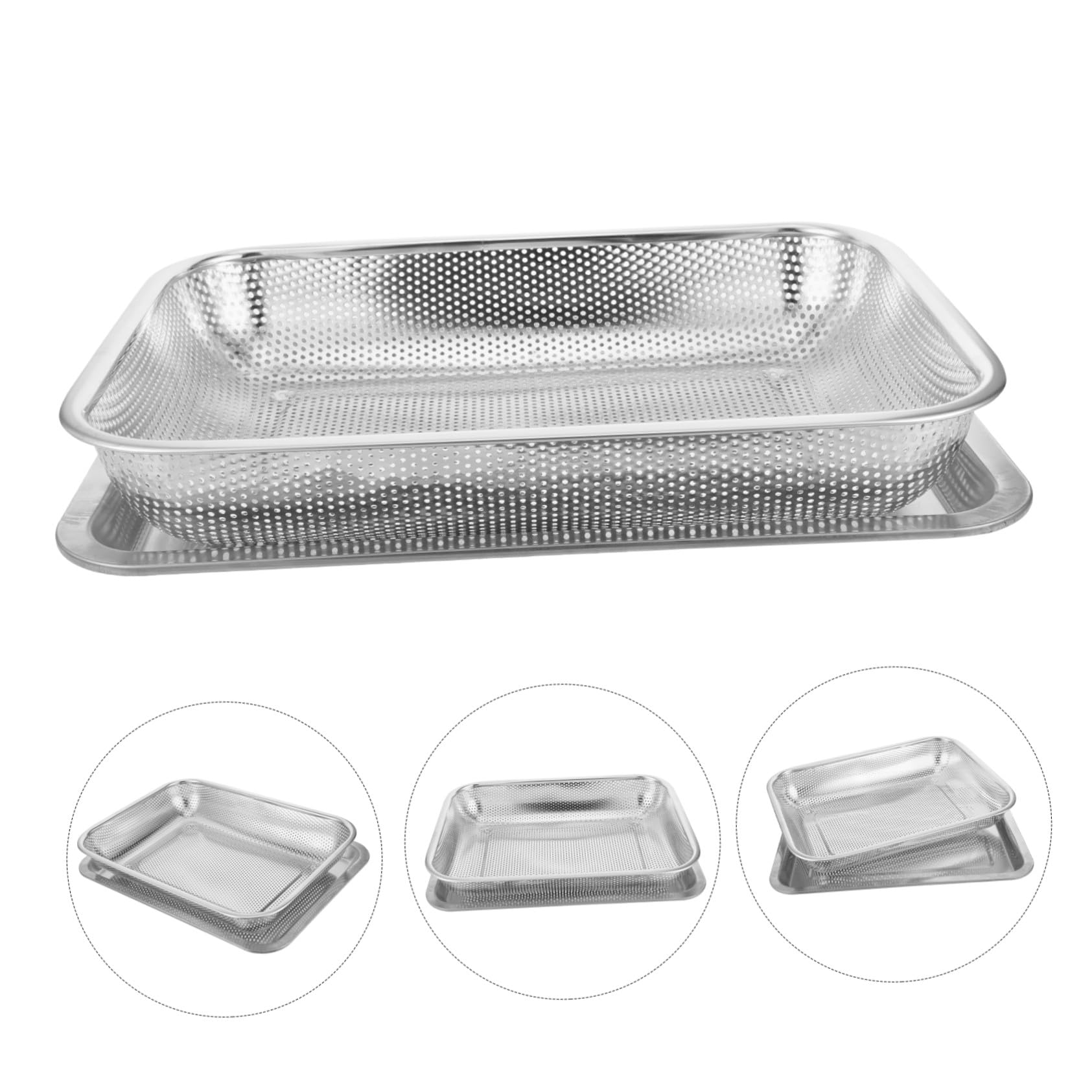 Panier à Friture avec Plateau Rectangulaire Acier Inoxydable