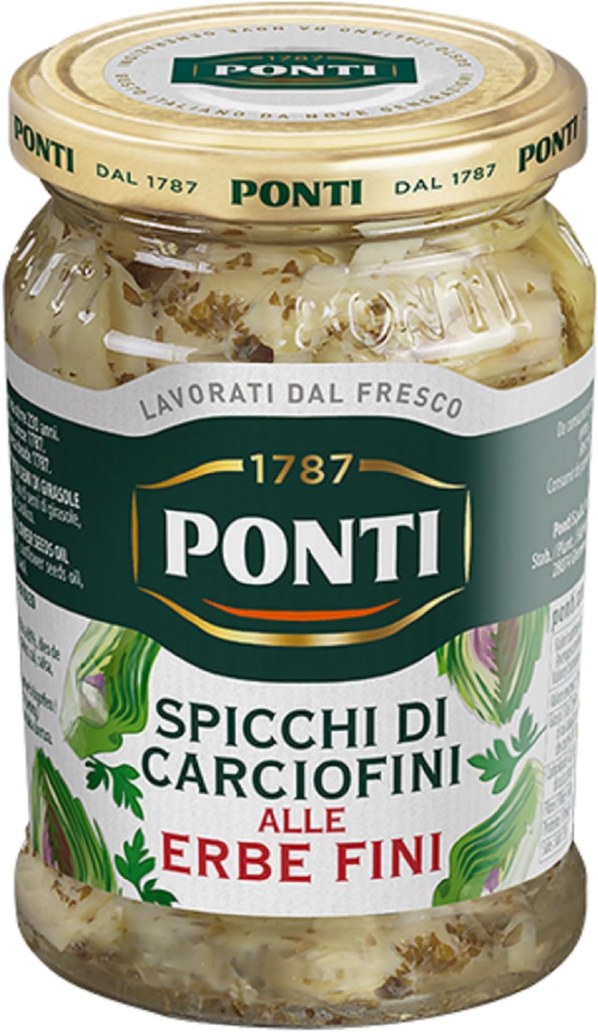 Ponti Artichokes in Fine Herbs, 280g | Artichokes in Sunflower Oil | Product of Italy | Perfect for Salads, Stir-fries, Pizzas