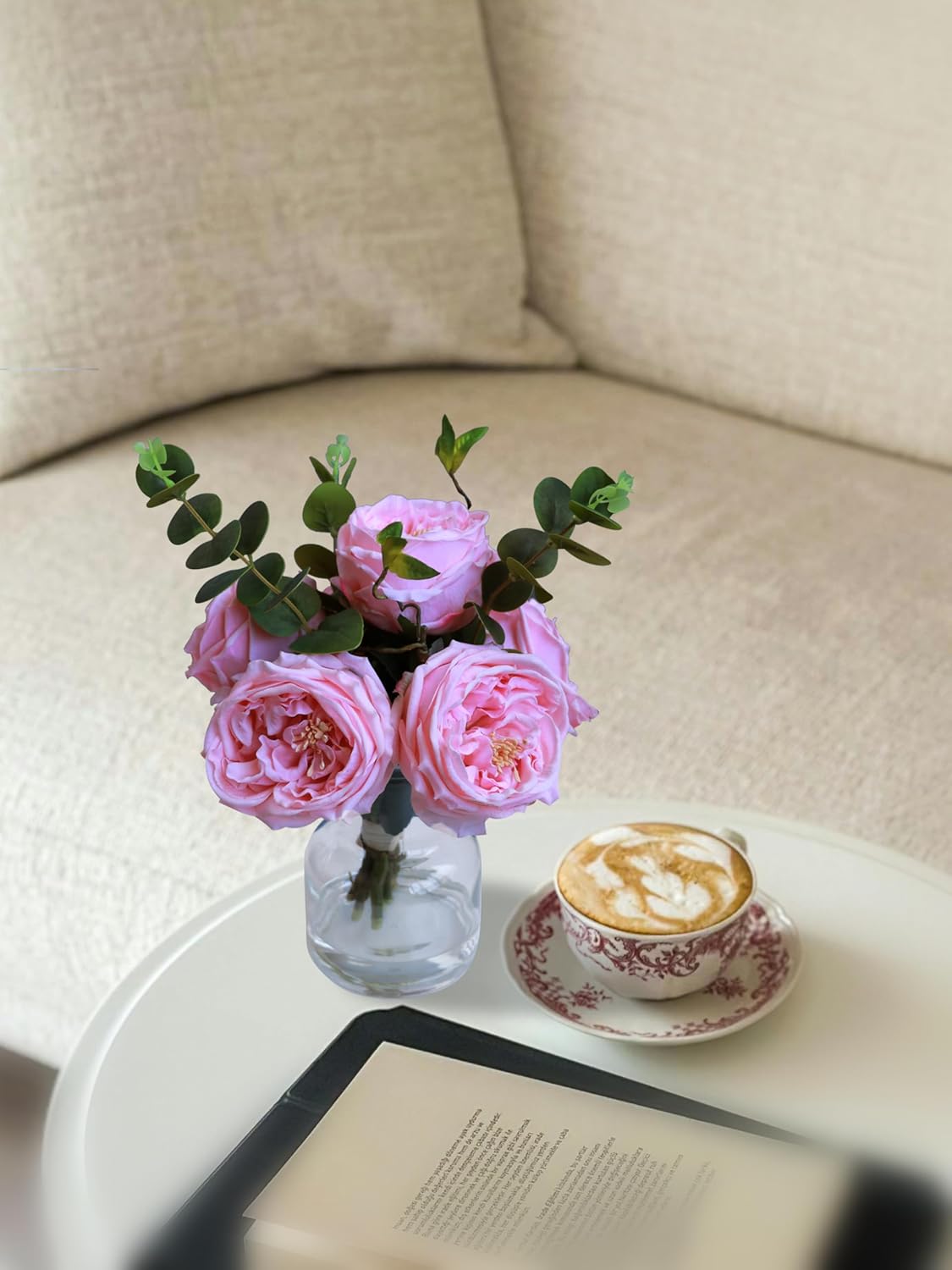 Forlaoers Real Touch Pink Floral Rose Fake Flower Bouquet in Fake Water Silk Flower Arrangements Artificial Flowers with Vase Centerpieces for Center Table Decor Dining Room House Kitchen Decorations - Image 7