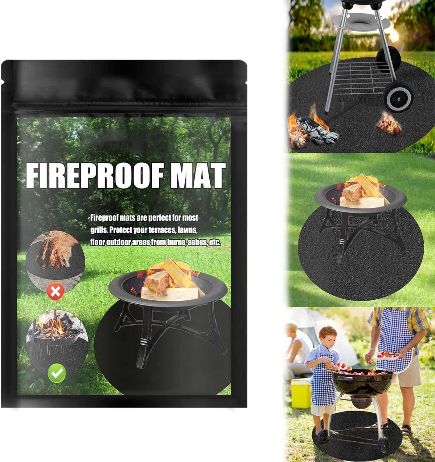 Gigesute Fire Pit Mat for Deck, Patio, BBQ,Grass, Lawn