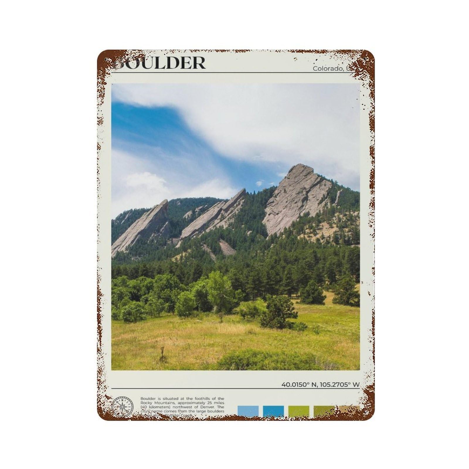 xiaoxiaoshen Real Photo Boulder Decor Colorado Wall Decor Art Metal Tin Poster Modern Home Decor Art Home Bar Shop Decorations Vintage Sign 40x30cm
