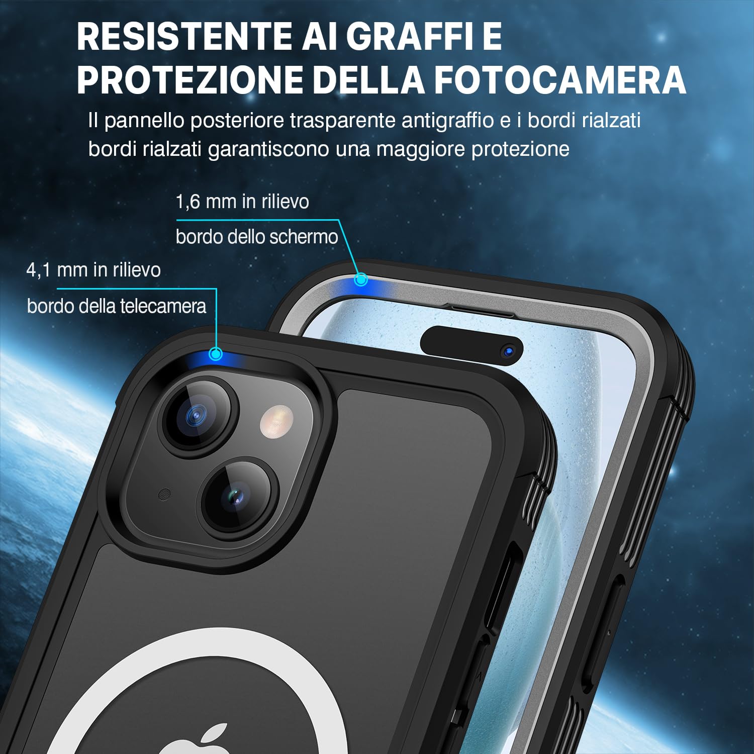 CENHUFO Cover Magnetica iPhone 15, [Compatibile con Magsafe] Integrata [9H HD] Vetro Temperato Schermo e Protezione Fotocamera, Custodia Antiurto 360 Gradi Fronte Retro Doppia Faccia Case - Nero