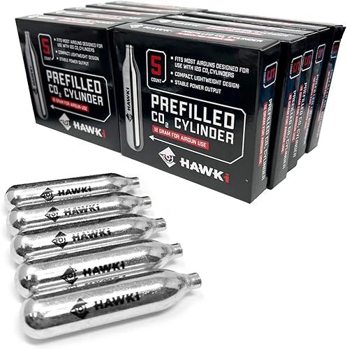 Cartuchos Hawki CO2 de 0.42oz para uso con pistolas de aire, pistolas BB, pistolas Airsoft, accesorios para pistola de paintball, cilindro de CO2 de