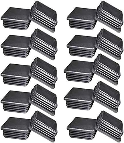 20 tapas cuadradas de 2 pulgadas para tubos de 2 pulgadas x 2 pulgadas, tapones cuadrados de plástico de 2 x 2 pulgadas, tapas de plástico para