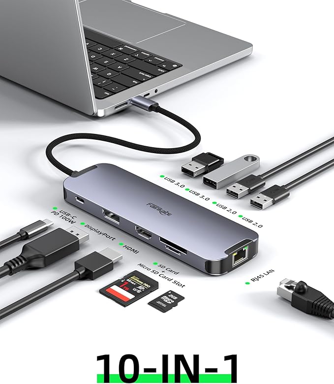 Hub USB C con HDMI 4K60Hz, DisplayPort, Ethernet, PD y Lector de Tarjetas miniatura 2