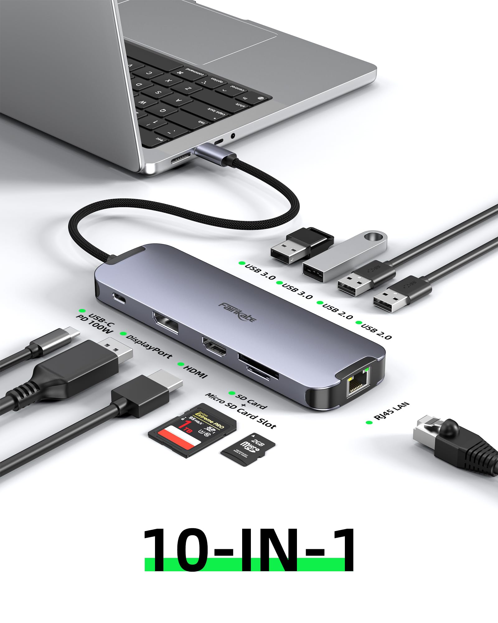 Hub USB C HDMI 4K60 Hz, USB C do DisplayPort, hub USB-C Thunderbolt 3, stacja dokująca do laptopa, podwójny monitor z Ethernetem, PD, USB3.0, czytnik kart SD/TF