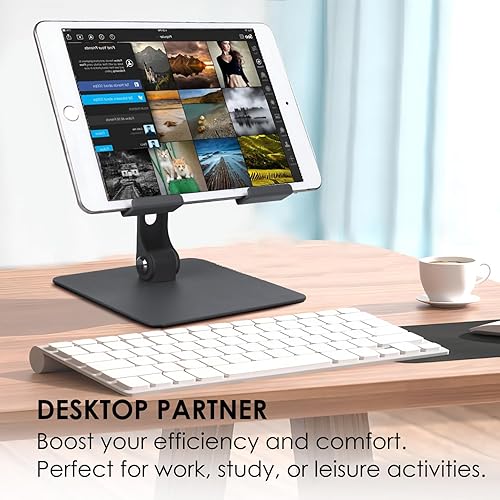 Miniatura 3 de Tablet Stand for Desk, Adjustable and Stable Tablet Holder, Multi-Angle Foldable, Universal Compatibility for 4-13.3 Inches Tablets (Dark Gray)