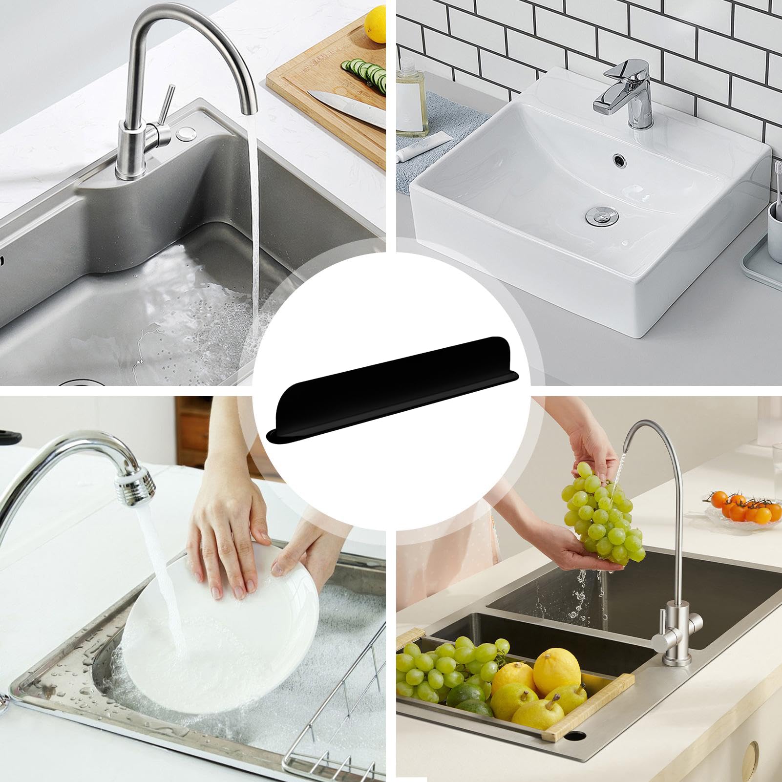 Pare-Éclaboussures En Silicone Pour Évier De Cuisine - Barrière Anti-Projections D'Eau Antidérapante Pour Lavabo, Baignoire Et Comptoir Salle De Bain