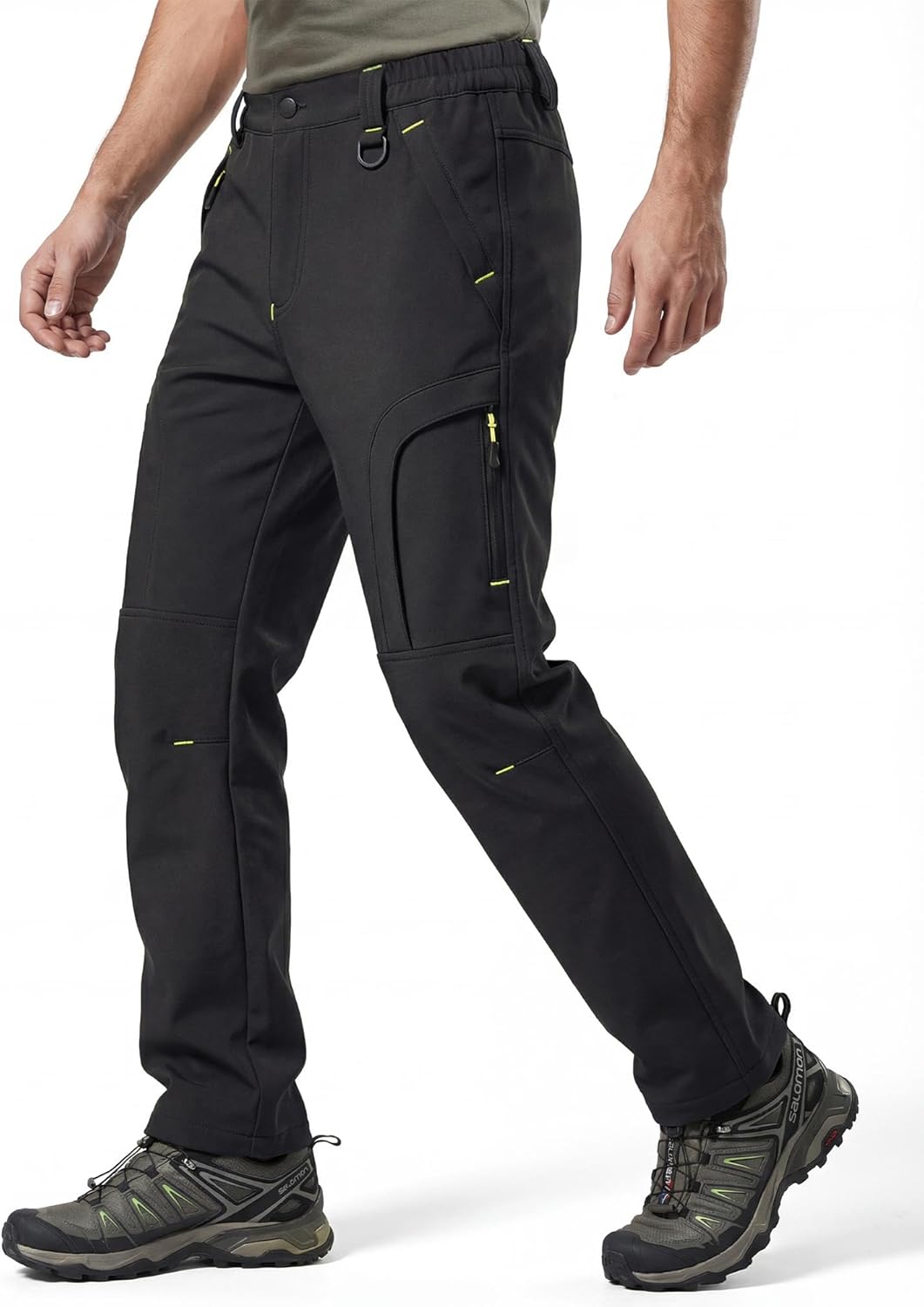 Lizorn Men's Snow Ski Pants Waterproof Insulated Winter Softshell Fleece Lined Hiking Work Snowboard Trousers for ColdWeather