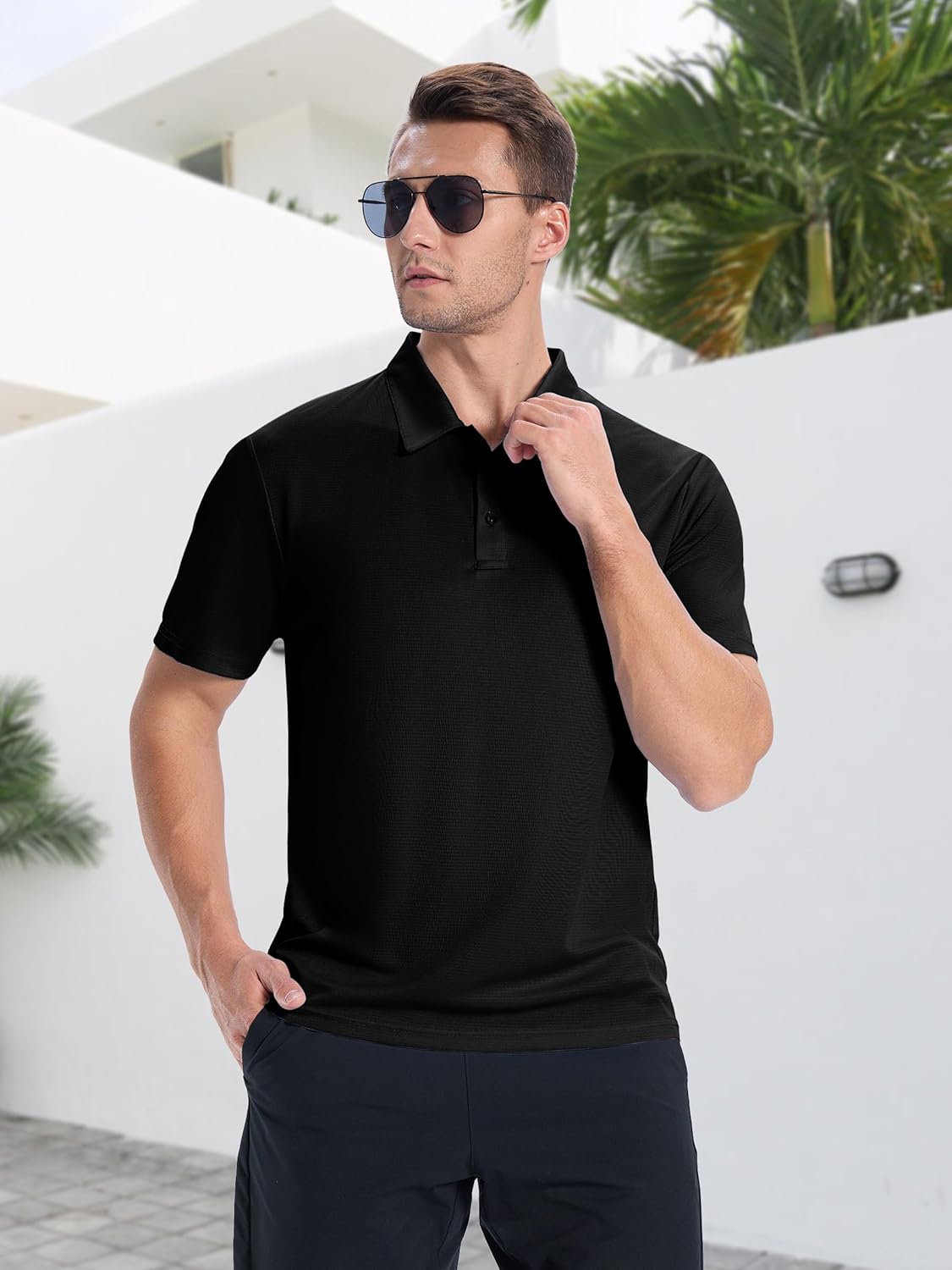 ZITY Mens Polo Shirts Short Sleeve Performance Moisture Wicking Work Golf Shirt - Image 2