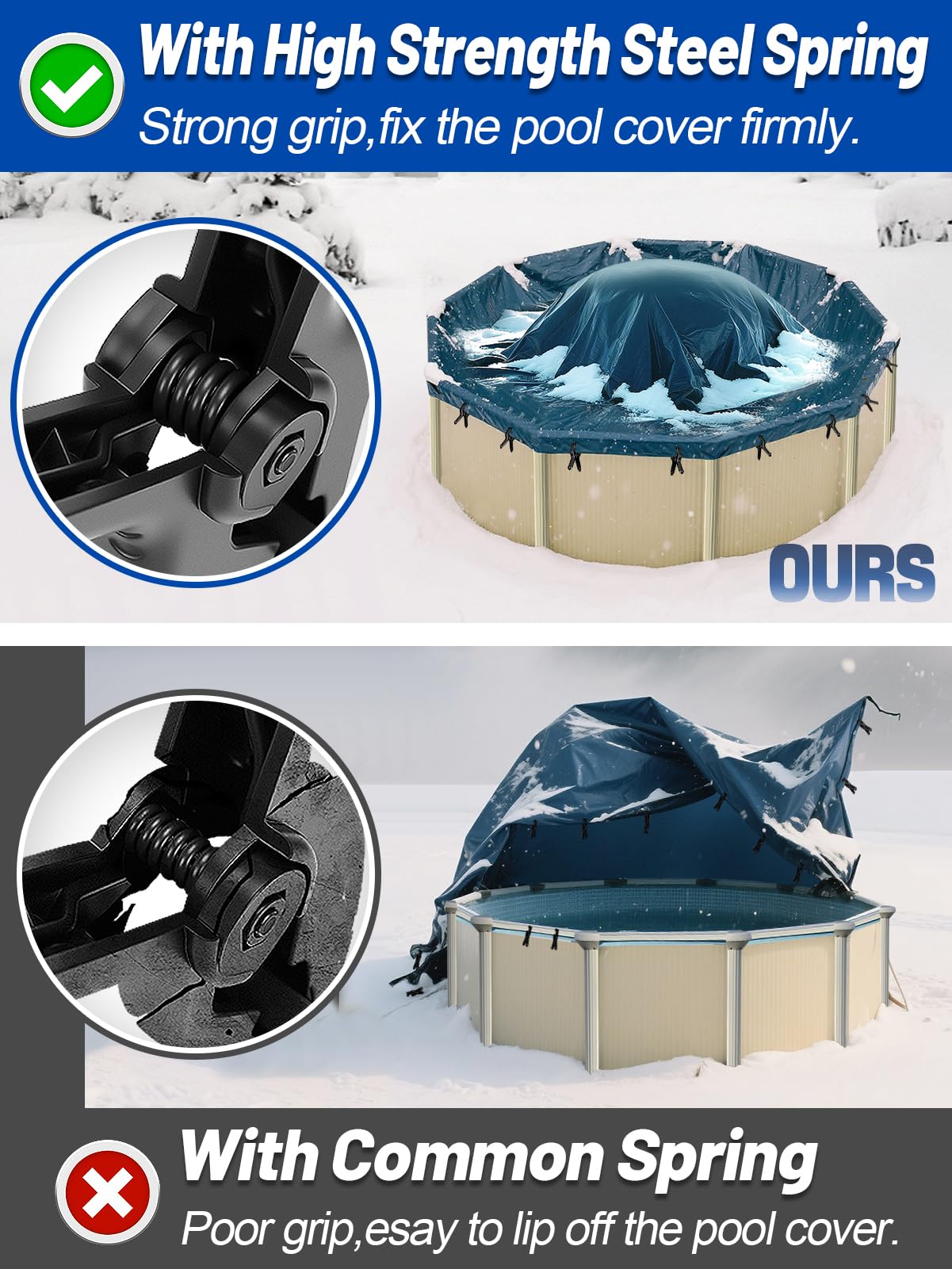 24 Stück Poolabdeckungs-Clips Für Stahlwandpool – Winddichte Federklemmen, 10,9 Cm, Einfach Zu Montieren