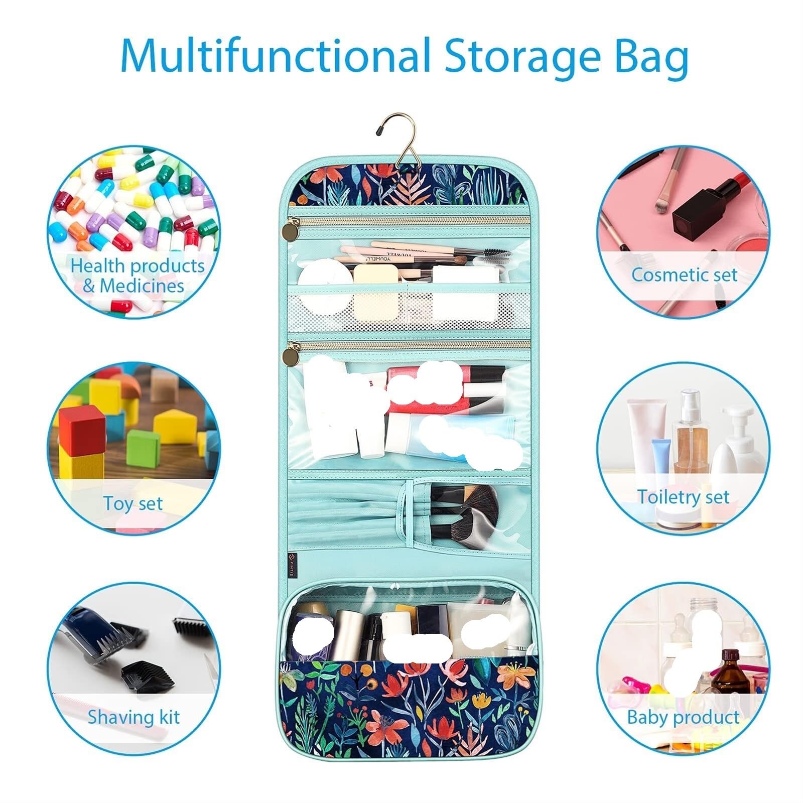 Kosmetiktasche Damen Tragbare Toilettenartikel-Kosmetik-Reisetasche, wasserdichte Hängende Kosmetik-Aufbewahrungstasche Kulturbeutel