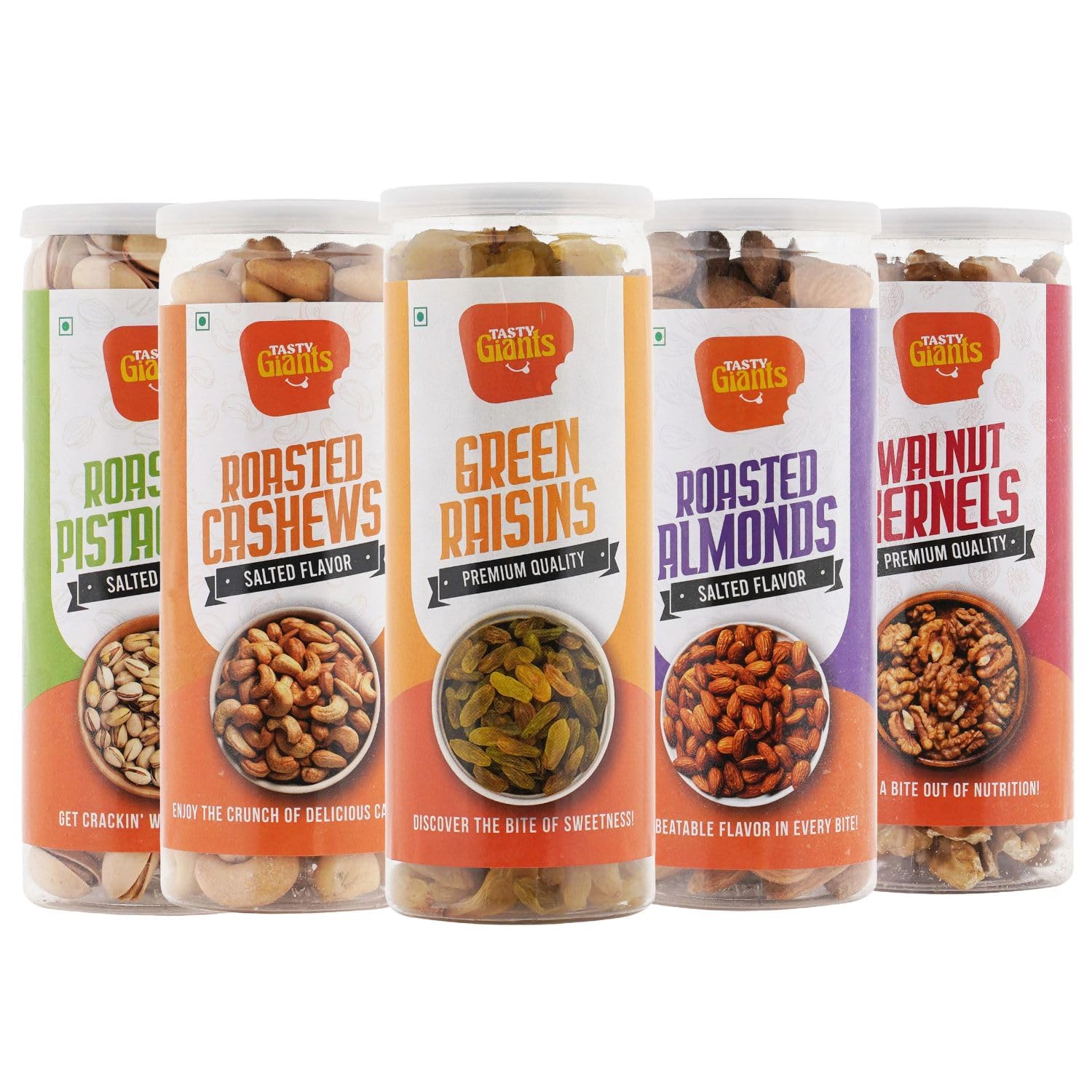 Tasty Giants Roasted Cashews, Almonds, Pistachios, Walnut Kernels & Green Raisins 800g| Dry Fruits Combo Pack of 5 | Mixed Dry Fruits | Diet Snacks | Kaju Badam Pista Akhrot Kismish | Nuts (B0CQ7WM7KW) Amazon Price History, Amazon Price Tracker