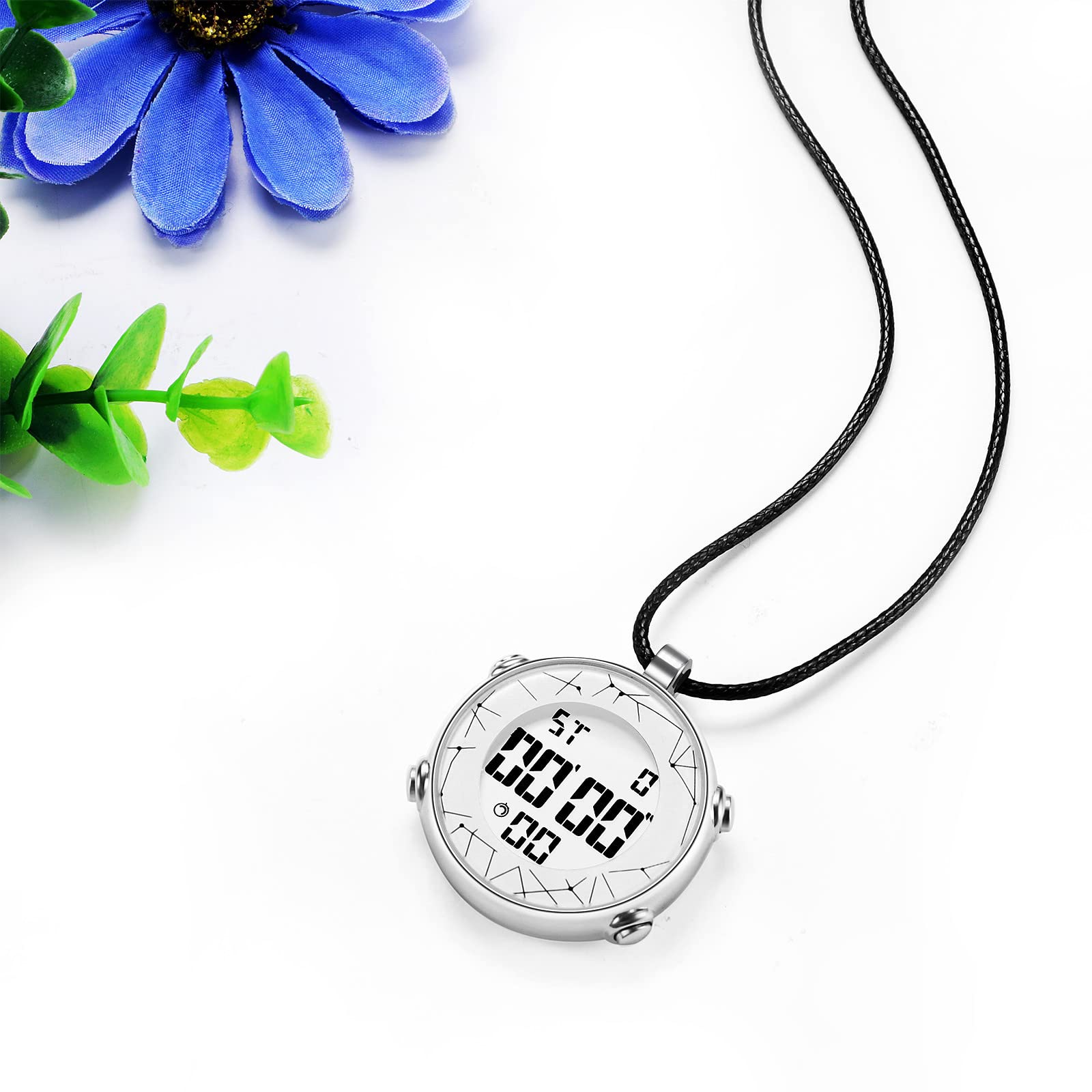 JewelryWe Reloj de bolsillo para hombre y mujer, reloj digital de cuarzo, resistente al agua, 30 m, fecha, semana, calendario, alarma, reloj deportivo con cadena de cuero, cadena de cadena, regalo