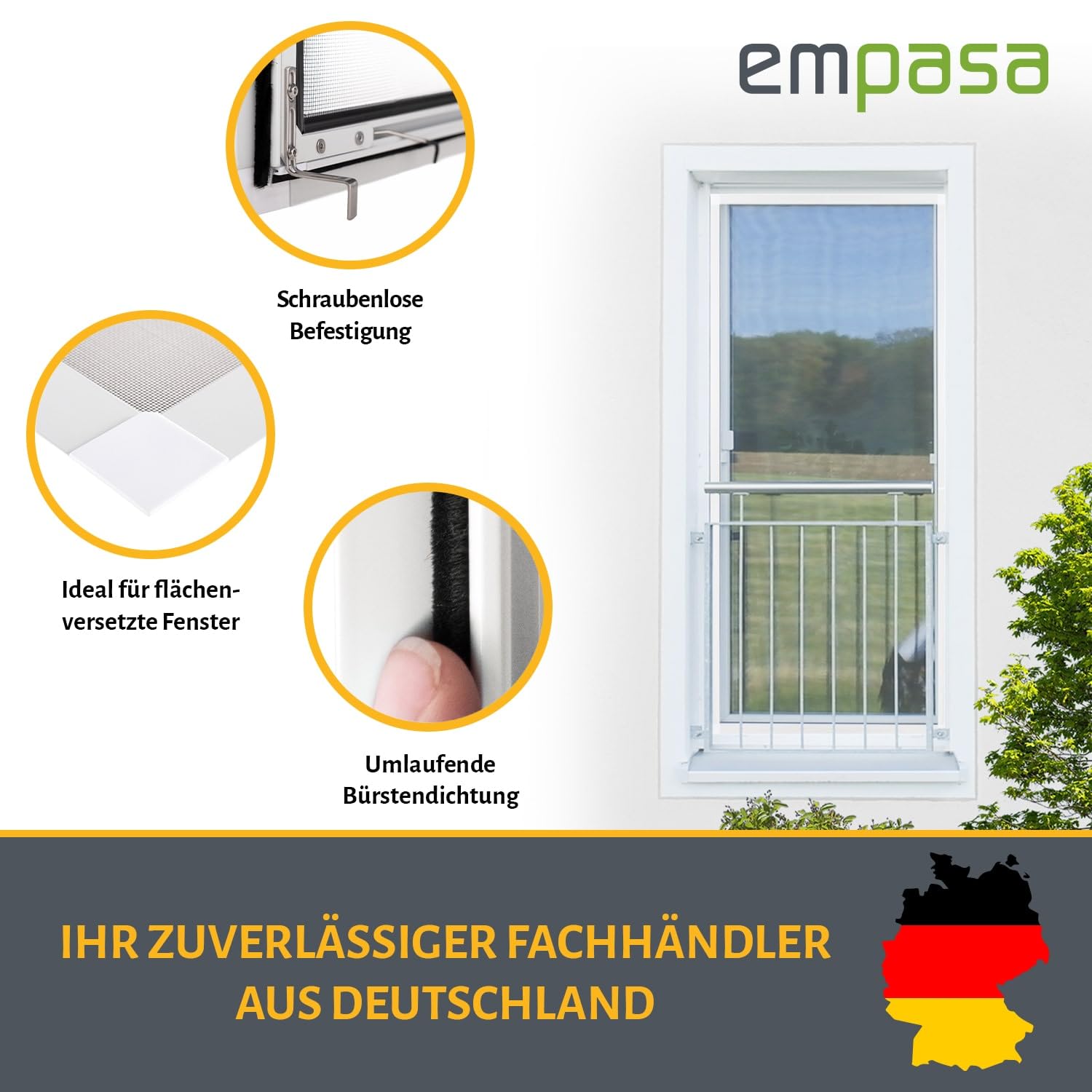 empasa Insektenschutz 'FLEX XL' Fliegengitter Fenster flächenbündig flächenversetzt Fenster Selbstbausatz in XL, individuell kürzbar, Größe:130 x 220 cm, Farbe:anthrazit